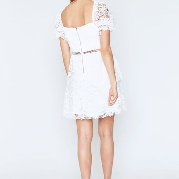 Bardot Floral Lace Mini Dress White - Picture 6 of 6